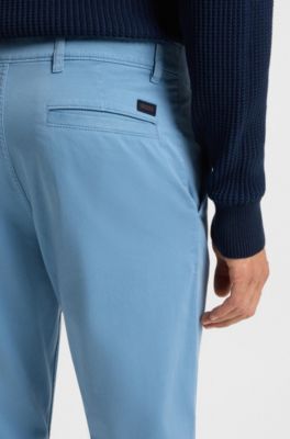 Regular-fit trousers in stretch-cotton satin, Light Blue