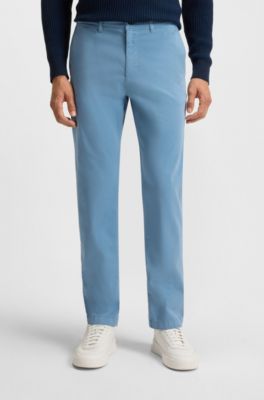 Regular-fit trousers in stretch-cotton satin, Light Blue