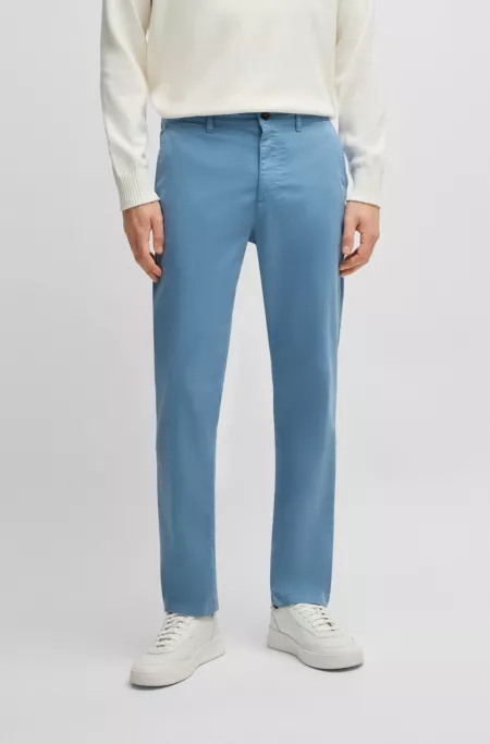 Regular-fit chinos in stretch-cotton satin
