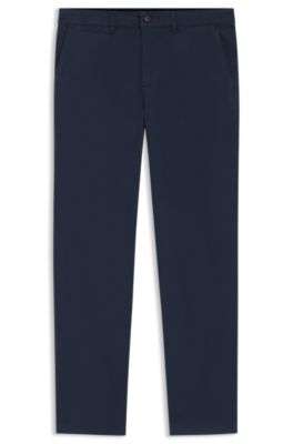 Regular-fit trousers in stretch-cotton satin, Blue