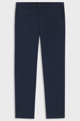 Regular-fit trousers in stretch-cotton satin, Blue