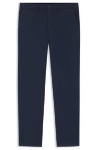 Regular-fit trousers in stretch-cotton satin, Blue