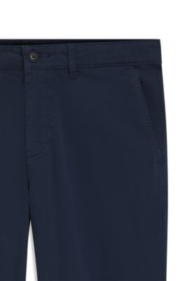 Regular-fit trousers in stretch-cotton satin, Blue