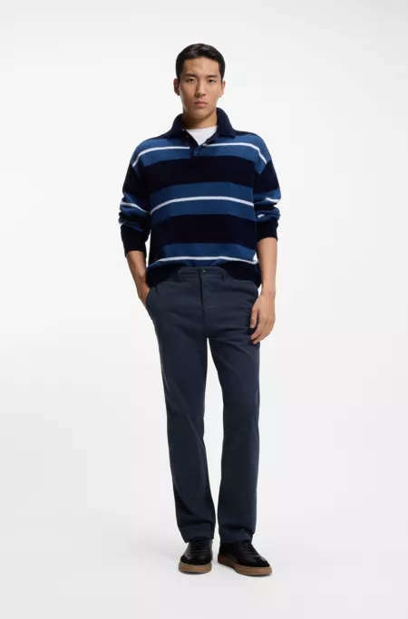 Regular-fit trousers in stretch-cotton satin