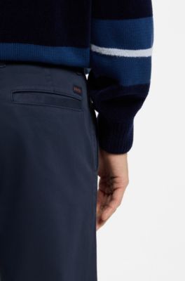Regular-fit trousers in stretch-cotton satin, Blue