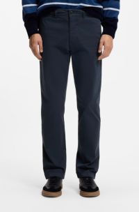 Regular-fit trousers in stretch-cotton satin, Blue