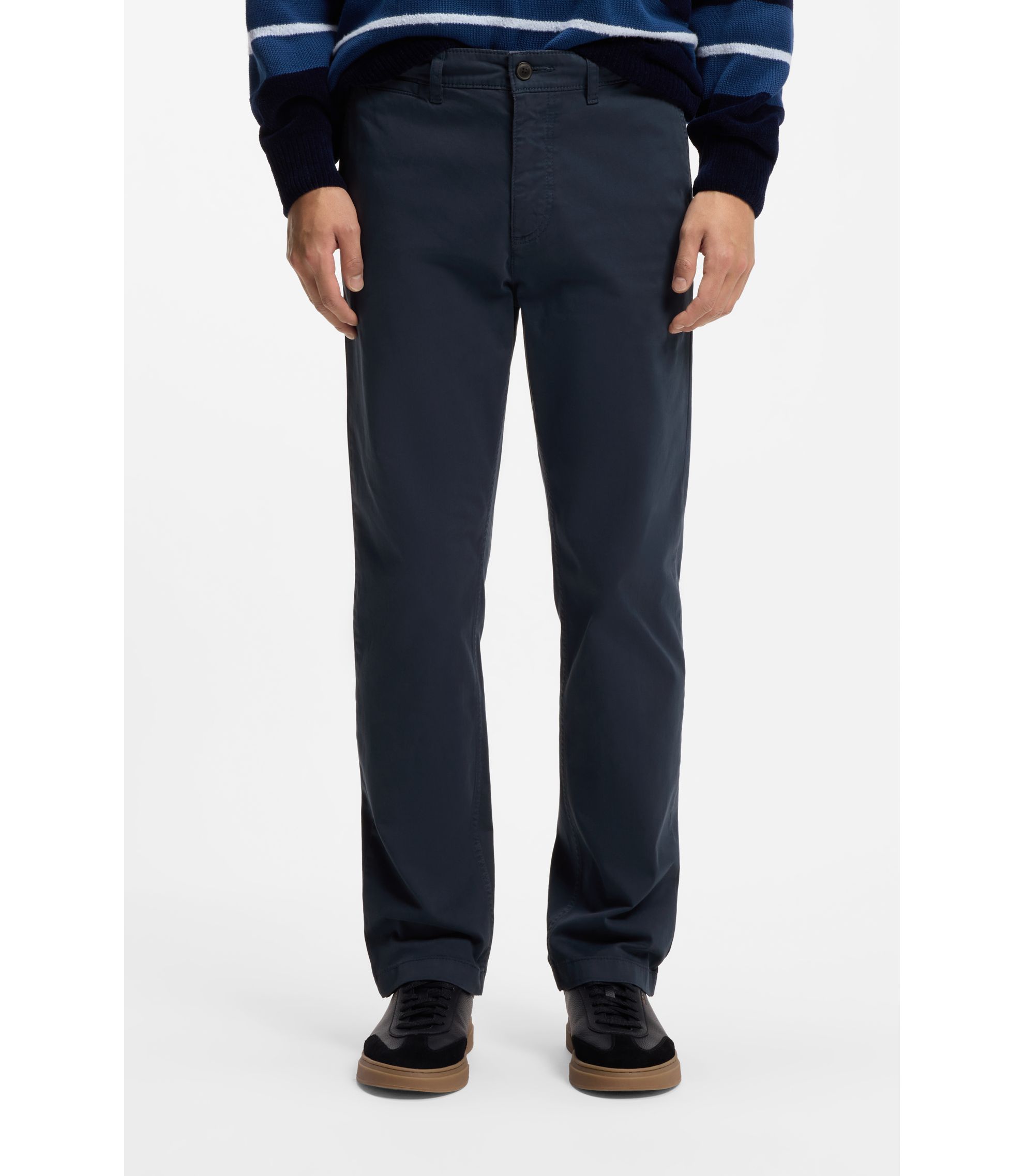 Regular-Fit Hose aus elastischem Baumwoll-Satin