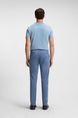 Regular-fit trousers in stretch-cotton satin, Blue