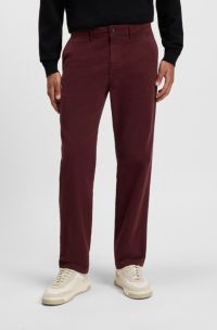 Chino Regular en satin de coton stretch, Rouge sombre