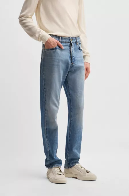 Classic-fit jeans in blue comfort-stretch denim
