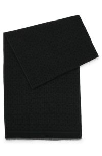 Écharpe en jacquard à rayures tennis et logos revisités, Noir