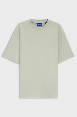 Cotton-jersey T-shirt with blue logo patch, Light Green