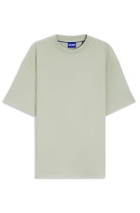 Cotton-jersey T-shirt with blue logo patch, Light Green