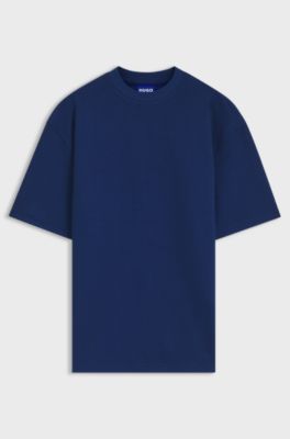 Cotton-jersey T-shirt with blue logo patch, Dark Blue