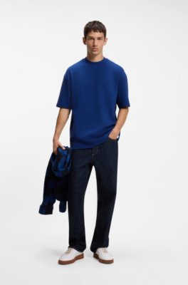 Hugo Cotton-jersey T-shirt with blue logo patch herr – bild 2