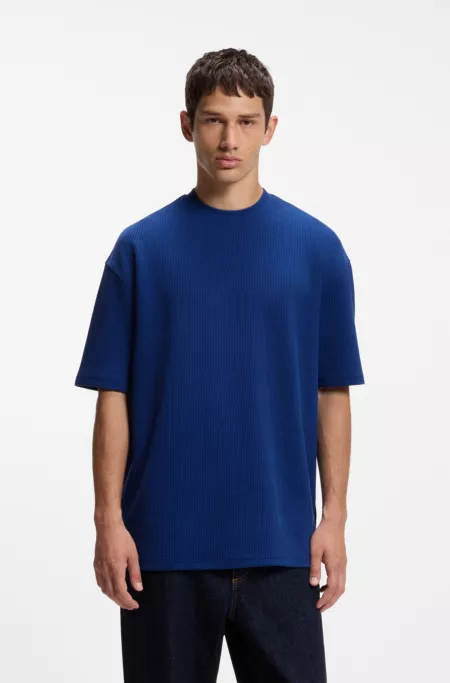 T-shirt en jersey de coton avec patch logoté bleu