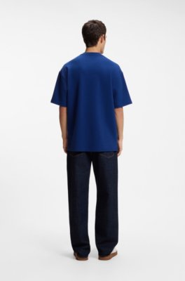 Hugo Cotton-jersey T-shirt with blue logo patch herr – bild 3
