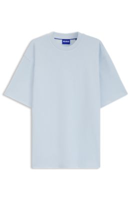Cotton-jersey T-shirt with blue logo patch, Light Blue