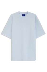 Cotton-jersey T-shirt with blue logo patch, Light Blue