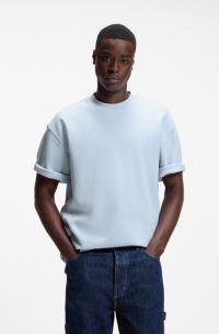 T-shirt en jersey de coton avec patch logot&eacute; bleu, bleu clair