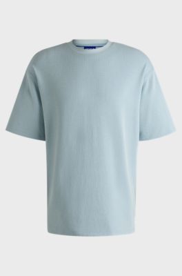 Cotton-jersey T-shirt with blue logo patch, Light Blue