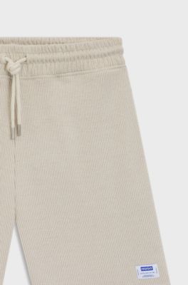 Loose-fit shorts in a waffle-structured cotton blend, Light Beige