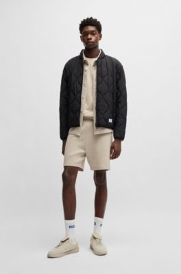 Loose-fit shorts in a waffle-structured cotton blend, Light Beige