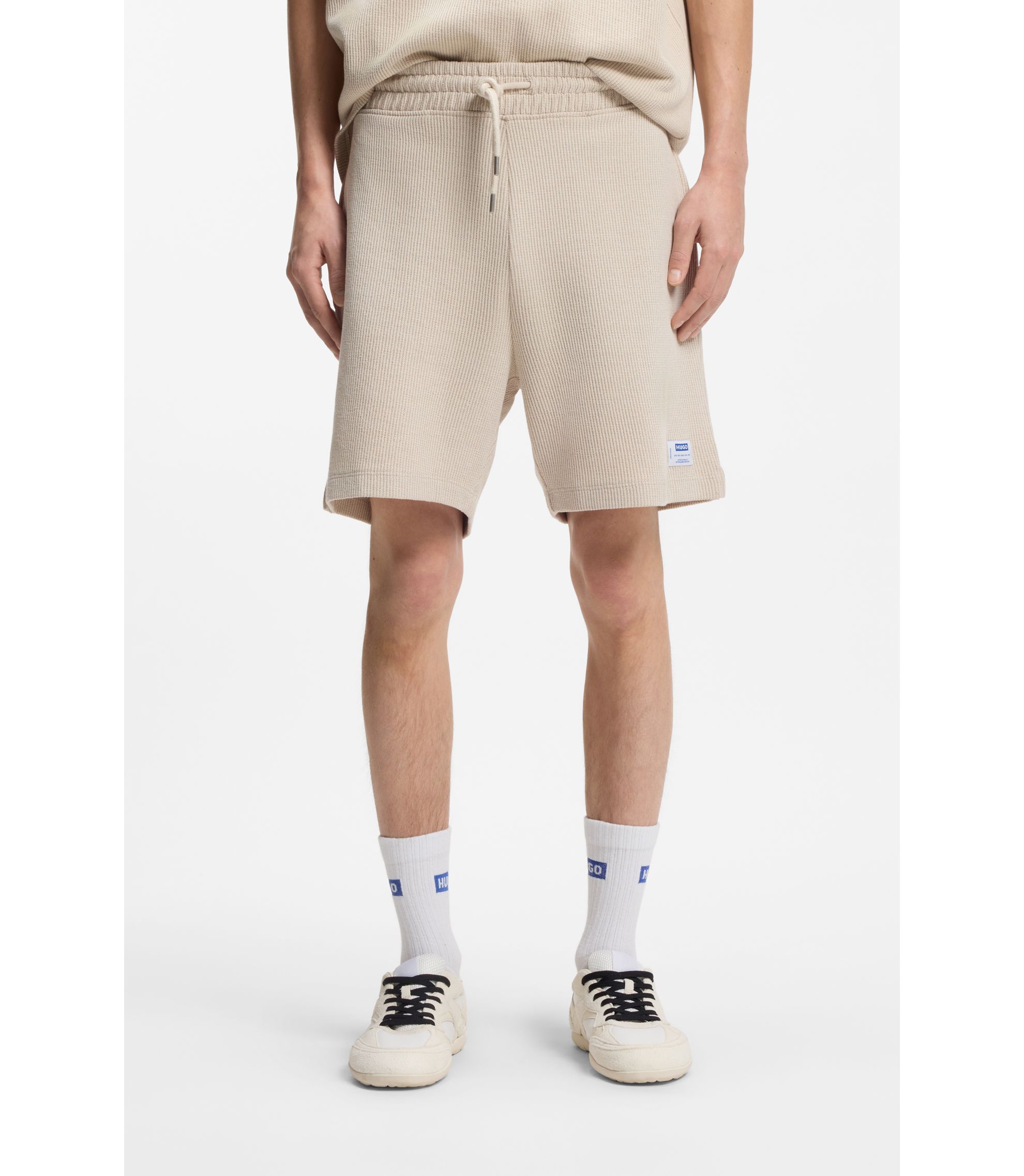 Loose-Fit Shorts aus Baumwoll-Mix mit Waffelstruktur