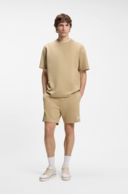 Loose-fit shorts in a waffle-structured cotton blend, Beige