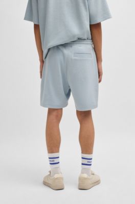 Loose-fit shorts in a waffle-structured cotton blend, Light Blue