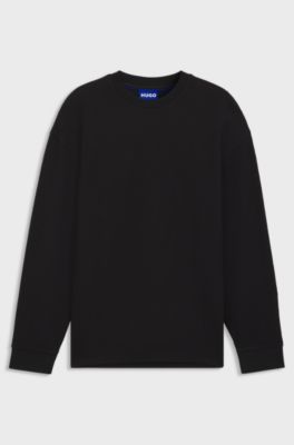 T-shirt van een katoenmix met wafelstructuur, Zwart