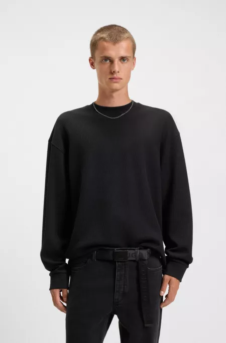 T-shirt en coton mélangé à la structure gaufrée