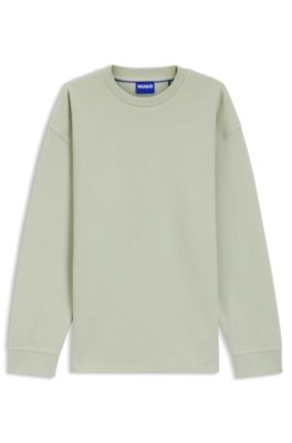 Cotton-blend T-shirt with waffle structure, Light Green