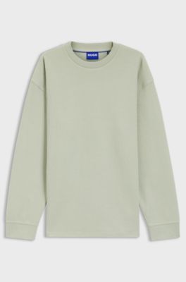 Cotton-blend T-shirt with waffle structure, Light Green