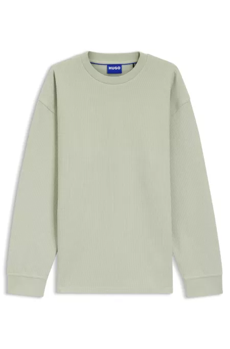 Cotton-blend T-shirt with waffle structure