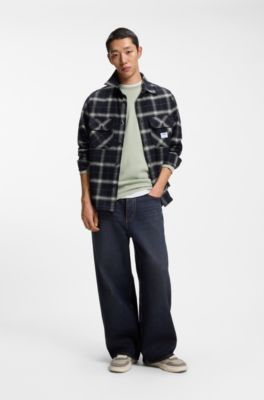 Cotton-blend T-shirt with waffle structure, Light Green