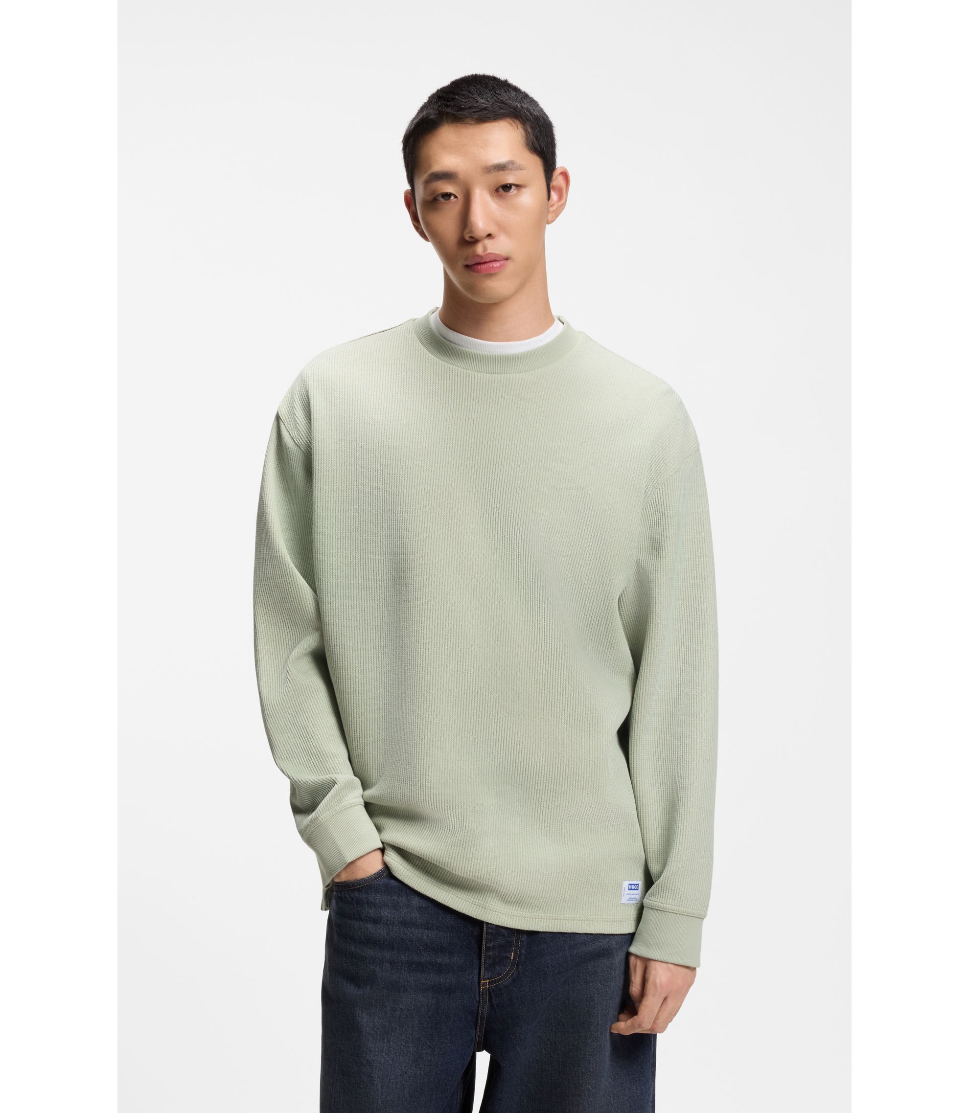 T-Shirt aus Baumwoll-Mix mit Waffelstruktur