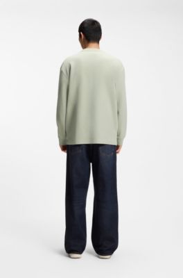 Cotton-blend T-shirt with waffle structure, Light Green