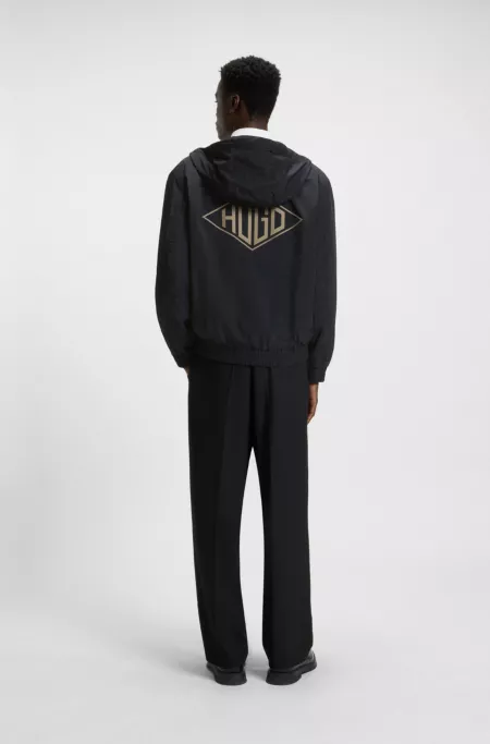 Hooded windbreaker jacket with mesh lining