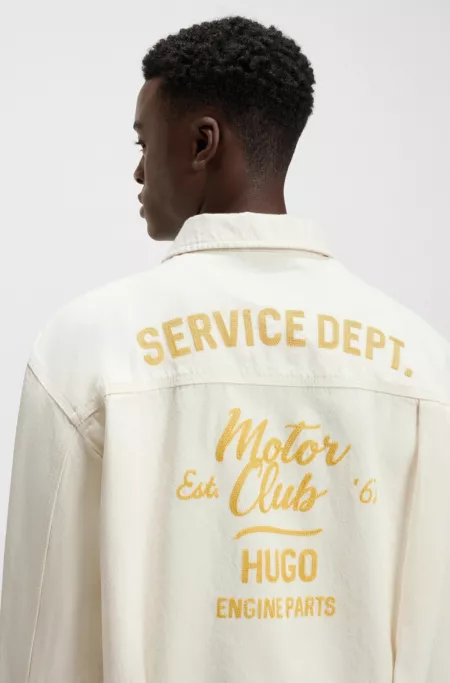 Cotton-twill jacket with 'Motor Club' embroidery