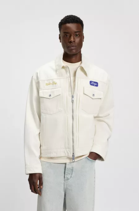 Cotton-twill jacket with 'Motor Club' embroidery