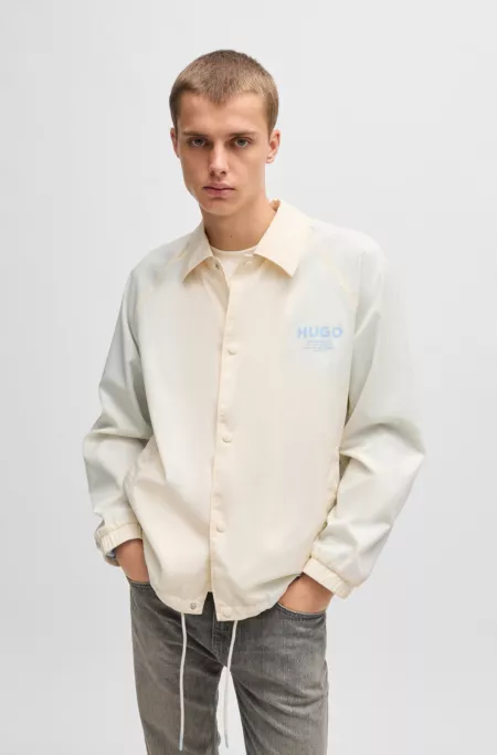 Regular-fit water-repellent coach jacket with logo prints