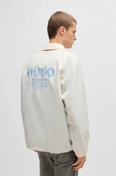 Regular-fit water-repellent coach jacket with logo prints