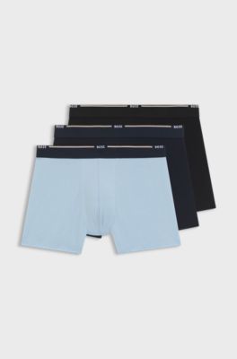 Three-pack of boxer briefs in a bamboo blend, Black  /  Blue  /  Dark Blue