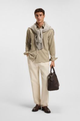 Relaxed-fit cotton shirt with embroidered Double B monograms, Light Beige