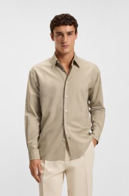 Relaxed-fit cotton shirt with embroidered Double B monograms, Light Beige