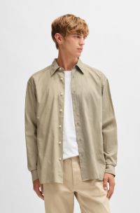 Relaxed-fit cotton shirt with embroidered Double B monograms, Light Beige