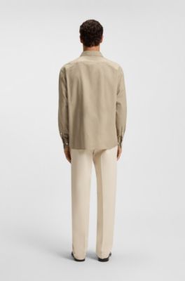 Relaxed-fit cotton shirt with embroidered Double B monograms, Light Beige