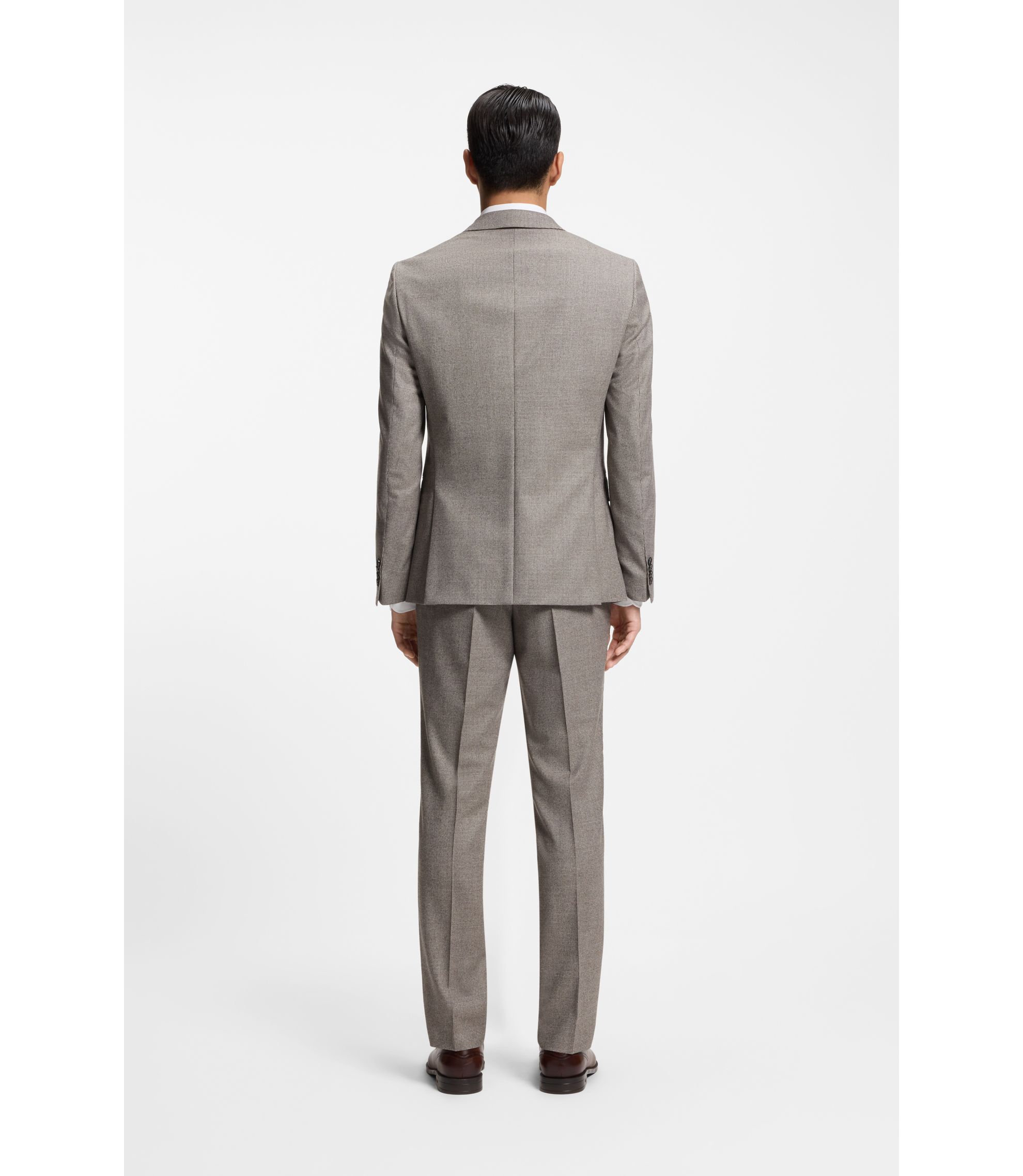 BOSS - Slim-fit jacket in micro-patterned stretch wool - Beige