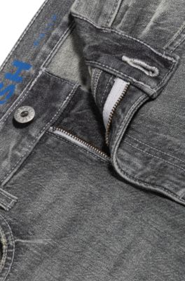 Jeans slim fit in denim elasticizzato grigio sfumato, Grigio